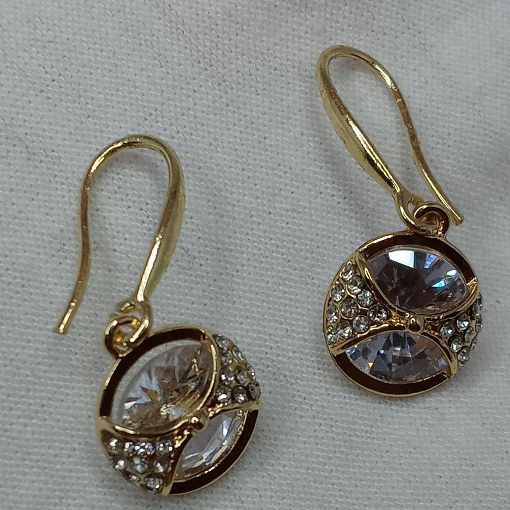 Gold Pave' Stone Dangle Earrings